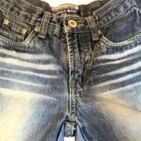 Limited Too Girls Jeans 10 Slim Bootcut Y2K Whiskered Vintage Denim Blue - Picture 9 of 15